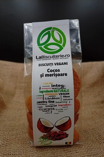 Biscuiti Vegani cu Cocos și Merișoare