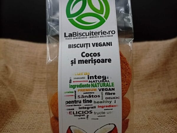 Biscuiti Vegani cu Cocos și Merișoare